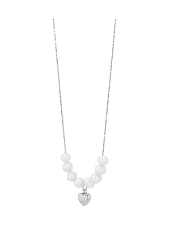 Akzent Necklace with design Heart from Steel with Pearls