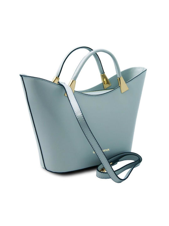 Leather Women's Bag Shoulder Light Blue