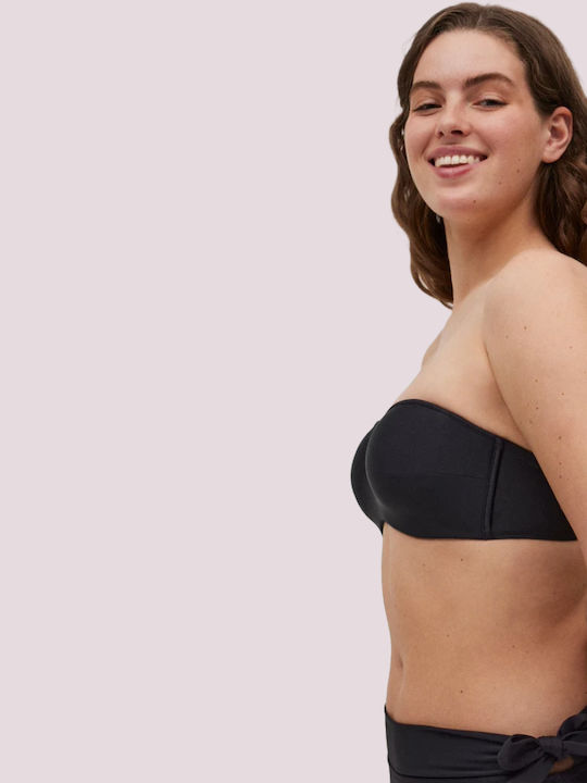 Strapless Bikini Top B Cup With Padding Black