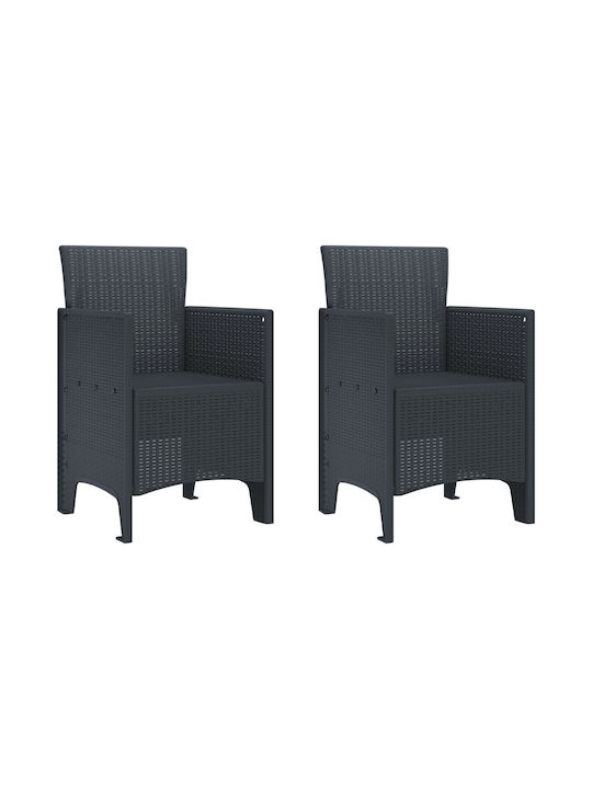 Outdoor-Sessel Kunststoff Charcoal 2Stück 53x49x85εκ.