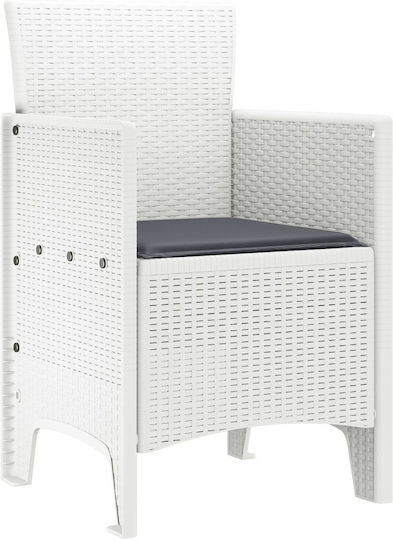 Outdoor-Sessel Kunststoff Λευκό, Ανθρακί mit Kissen 4Stück 53x49x85εκ.