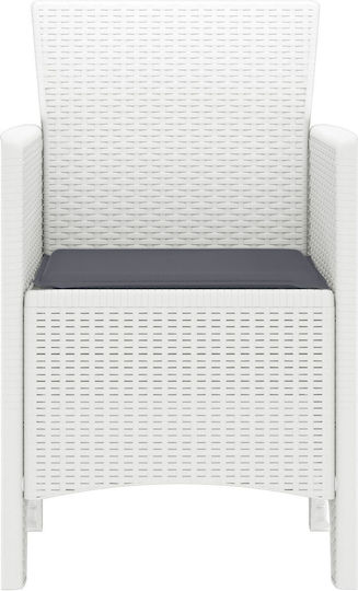 Outdoor-Sessel Kunststoff Λευκό, Ανθρακί mit Kissen 4Stück 53x49x85εκ.