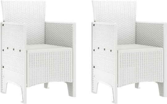 Outdoor Armchair Plastic White 2pcs 53x49x85cm