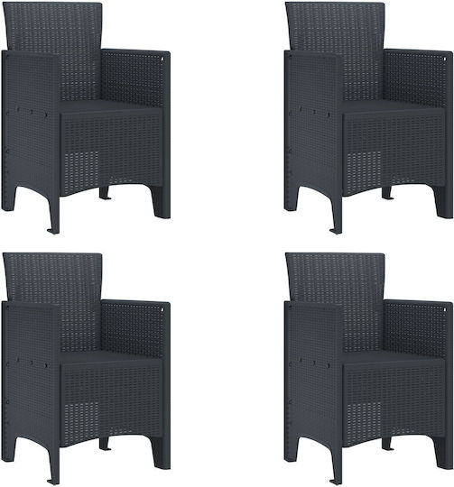 Set of 4 Anthracite Outdoor Chairs 53x49x85cm Set of 4 Anthracite Outdoor Chairs 53x49x85cm