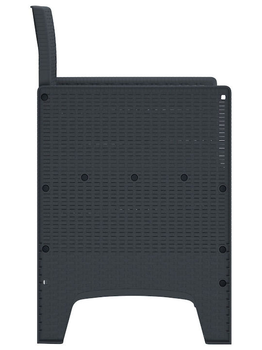 Fotoliu de exterior Rattan Cărbune de lemn 4buc 53x49x85cm