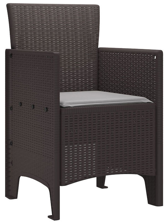 Fotoliu de exterior Rattan Maro cu pernă 2buc 53x49x85cm