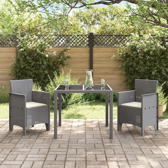 Outdoor Armchair Polypropylene Light Grey And Cream with Cushion 2pcs 53x49x85cm