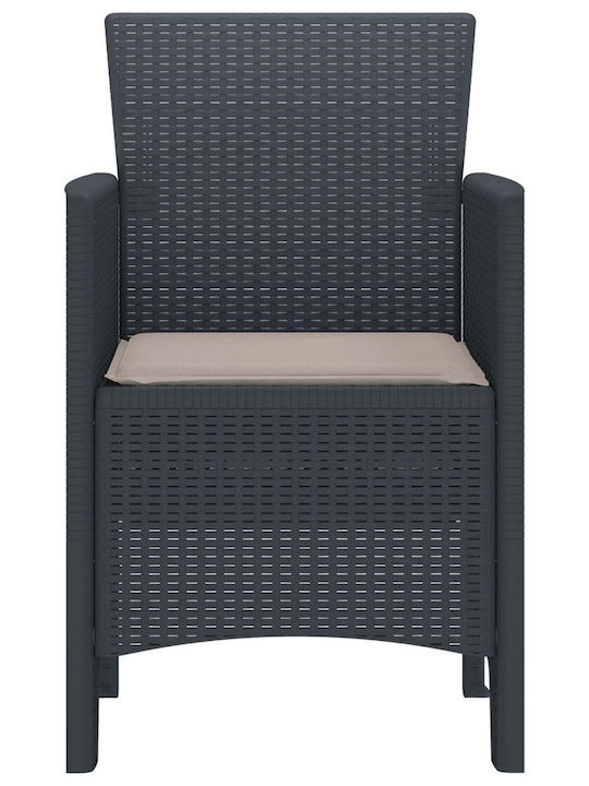 Fotoliu de exterior Plastic Cărbune de lemn cu pernă 2buc 53x49x85cm