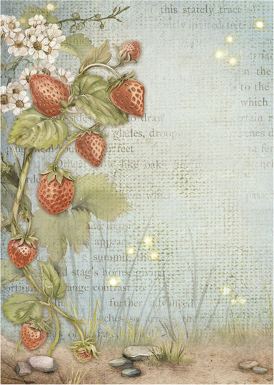 Set de 8 hârtii de orez pentru decoupage Stamperia 10,5×14,8cm Hidden Grove