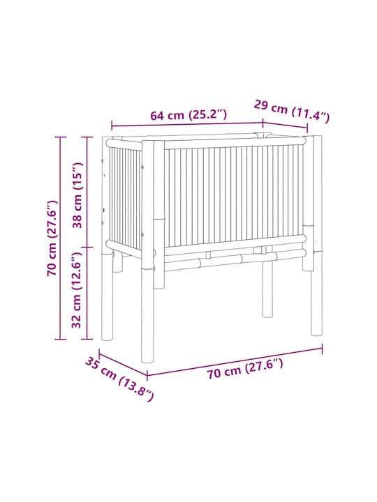 vidaXL Саксия Бамбук Кафяв 70x35x70см.