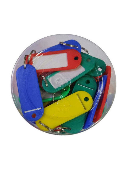 Set 50 Etichete Inele Chei Multicolore Cutie Plastic