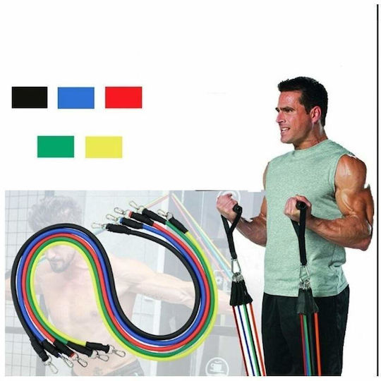 Set Sistem de Antrenament Siks Fitness 5 Corzi Elastice Accesorii Universale Multicolor