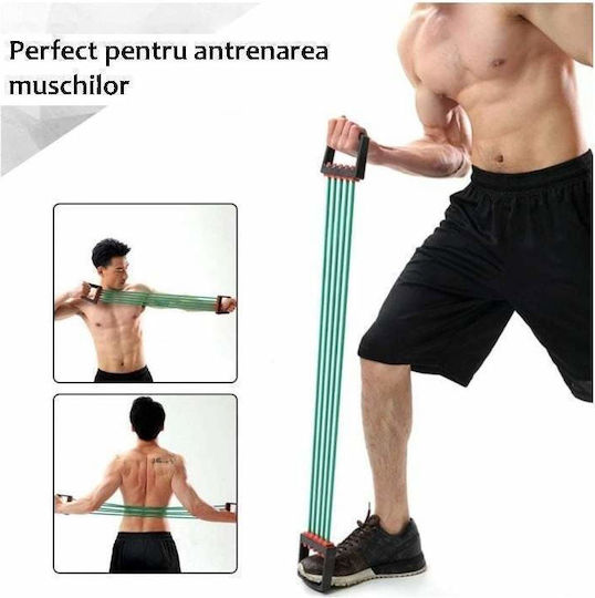 Bandă de rezistență cu 5 fire Siks Fitness Antrenamente Cauciuc Verde