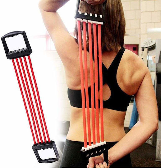 5 Cord Resistance Band Siks Fitness Workouts Rubber Red
