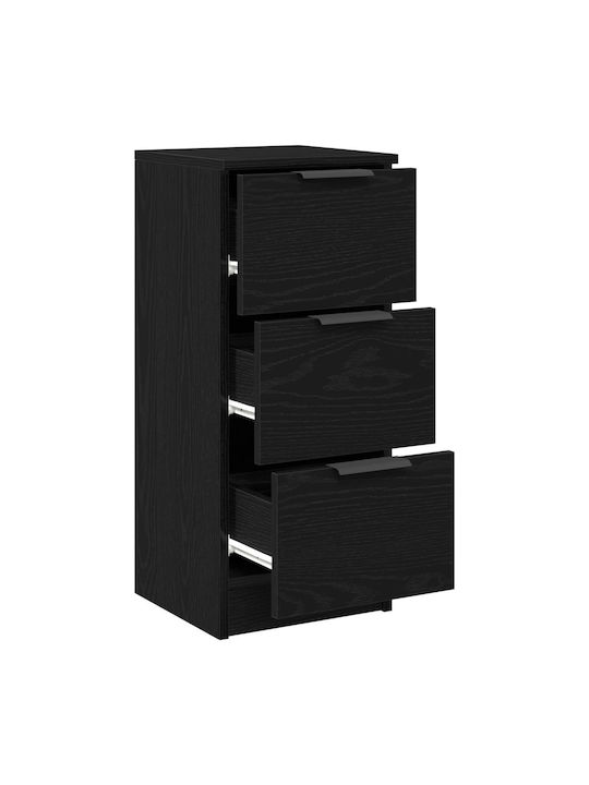 Sideboard Wooden with Drawers Black Oak 30x30x70cm