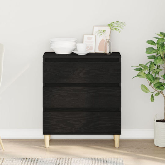 Μπουφές Ξύλινος με Συρτάρια Μαύρο Δρυς 60x35x70cm