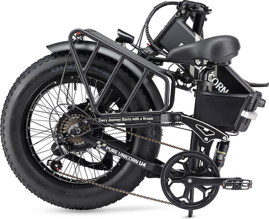 Pure Unicorn U4 Faltbares Elektrofahrrad 1000W 15Ah Fatbike Schwarz
