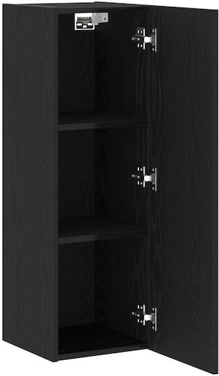 Wall Mounted Living Room Cabinet Made of Particle Board Black Oak 30.5x30x90cm