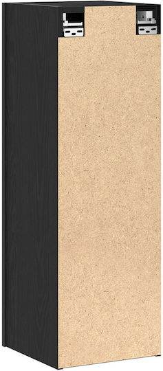 Wall Mounted Living Room Cabinet Made of Particle Board Black Oak 30.5x30x90cm