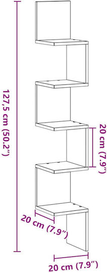 Γωνιακό Ράφι Μαύρη Δρυς 20x20x127.5εκ.