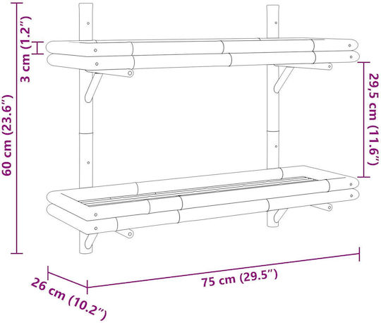 Wandregal aus Bambus 75x26x60cm