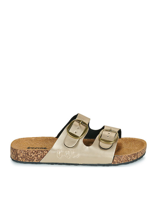 Women's Flat Sandals in Gold Color