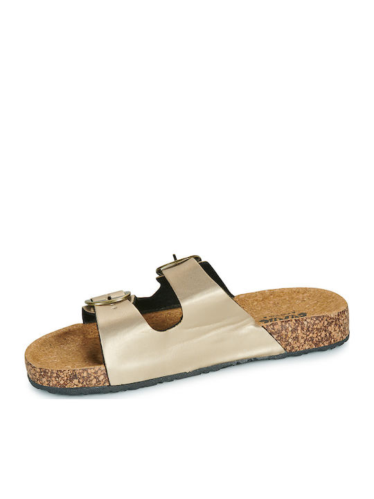 Women's Flat Sandals in Gold Color
