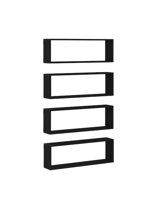 Shelves Wall Black Oak 4pcs 80x15x26cm