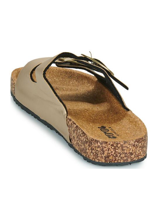 Women's Flat Sandals in Gold Color