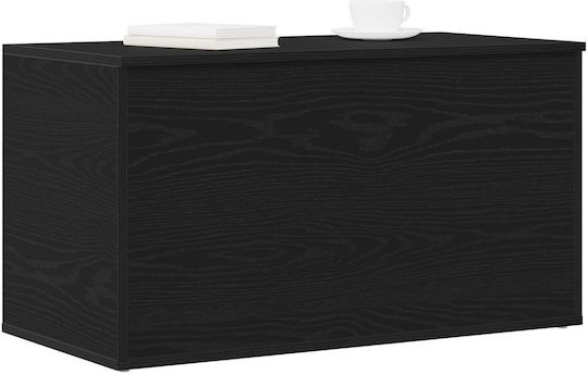 vidaXL Hölzernes Aufbewahrungsbox mit Deckel Schwarz 84x42x46cm 1Stück