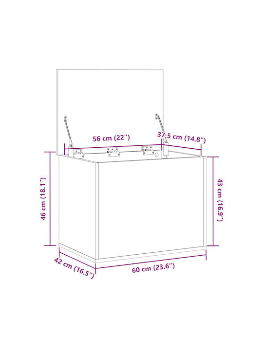 vidaXL Ξύλινο Κουτί Αποθήκευσης με Καπάκι Καφέ 60x42x46cm
