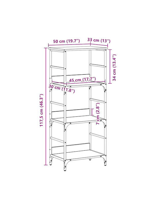 Bibliothek Schwarz Eiche 50x33x117,5cm