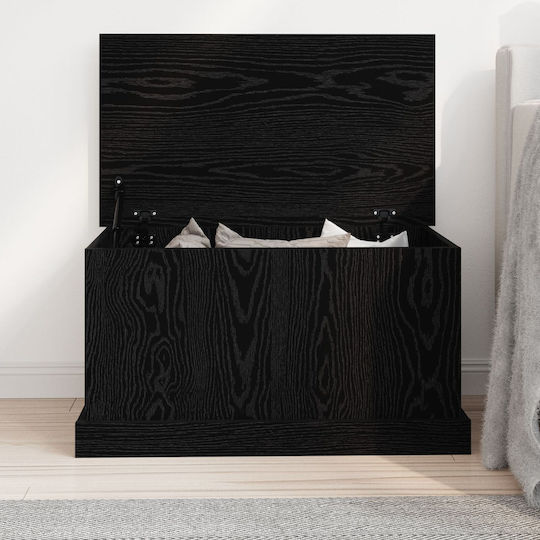 vidaXL Wooden Storage Box with Lid Black 70x40x38cm 1pcs