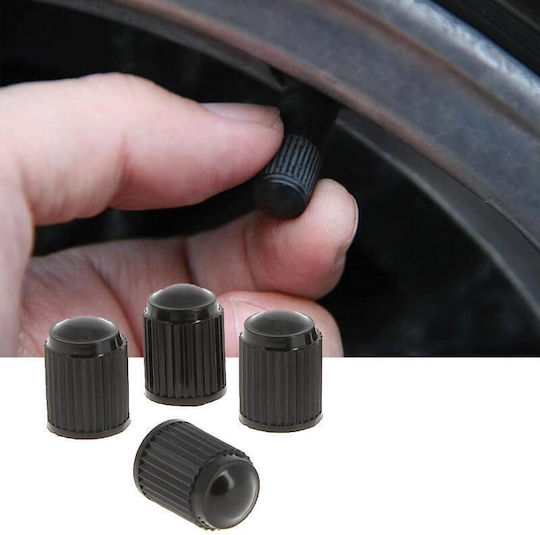Swiss Drive Car Tire Valve Caps Black 4pcs