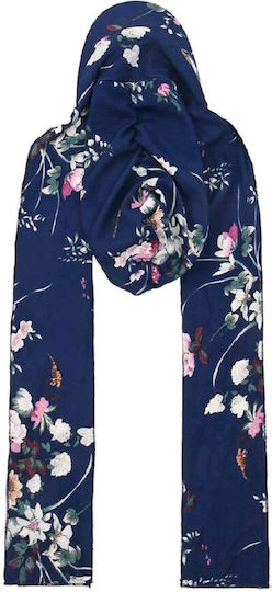 Women's Fabric Soft Turban Hair Cap Blue Flowers