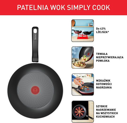 Tefal Simply Wok από Αλουμίνιο με Κεραμική Επίστρωση 28cm