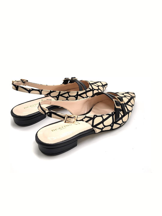 Damen Ballerinas Slingback mit Riemen in Beige Farbe