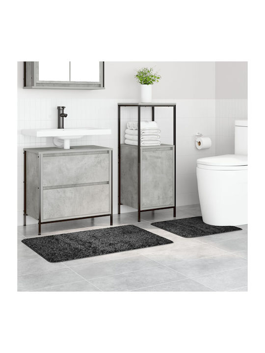 vidaXL Non-Slip Bath Mats Set Microfiber 4019854 Dark Grey 2pcs