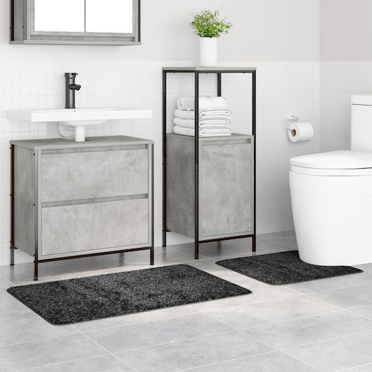 vidaXL Αντιολισθητικό Σετ Πατάκια Μπάνιου Microfiber 4019854 Σκούρο Γκρι 2τμχ