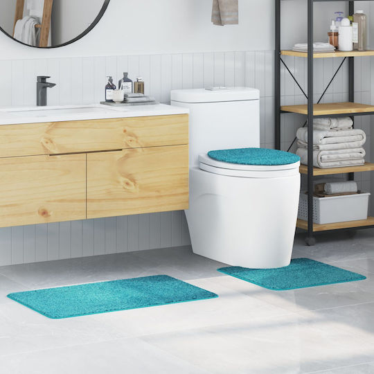 vidaXL Non-slip Set Bath Mats Microfiber 4019870 Turquoise 50x80cm 3 Pieces