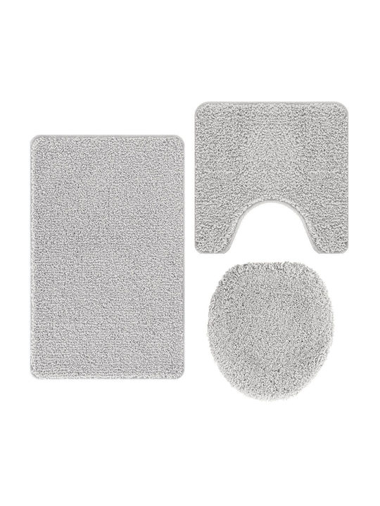 vidaXL Αντιολισθητικό Σετ Πατάκια Μπάνιου Microfiber 4019865 Γκρι 3τμχ