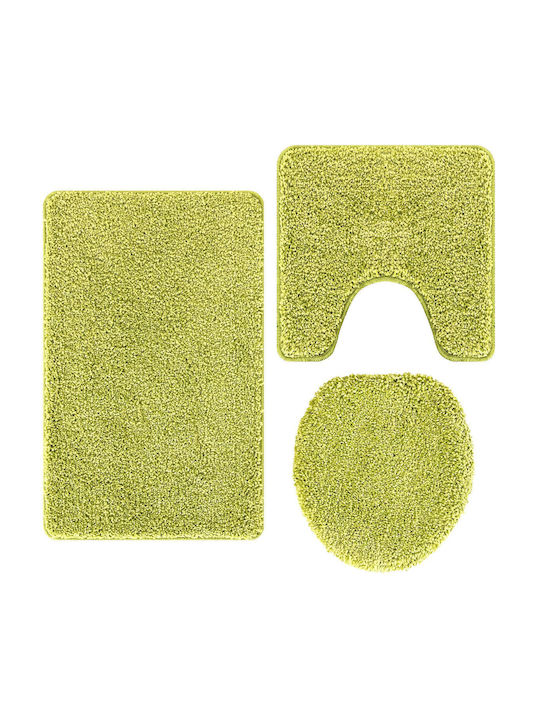 vidaXL Rutschfest Set Badematten Mikrofaser Rechteckig 4019869 Green 3Stück