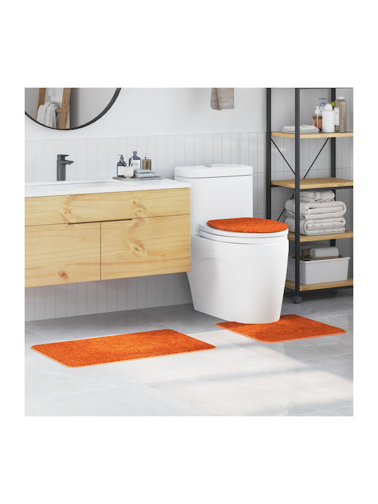 vidaXL Non-Slip Bath Mats Set Microfiber 4019871 Orange 3pcs