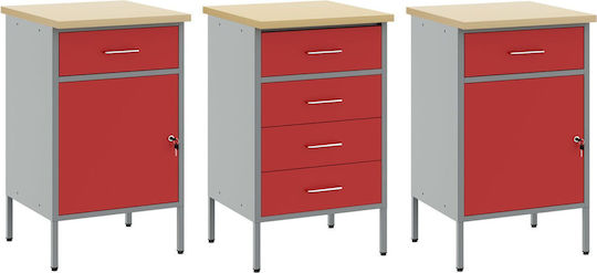 vidaXL Πάγκος Εργασίας Αντοχής 150kg 55x85x150cm 3τμχ 3321371