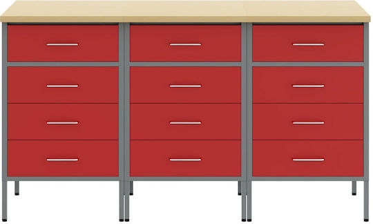 vidaXL Πάγκος Εργασίας Αντοχής 150kg 55x85x150cm 3τμχ 3321369