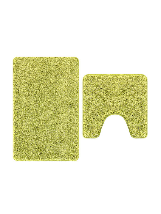 vidaXL Rutschfest Set Badematten Mikrofaser Rechteckig 4019859 Green 2Stück