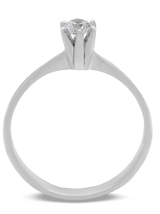Savvas Design Μονόπετρο από Λευκόχρυσο 14K με Ζιργκόν