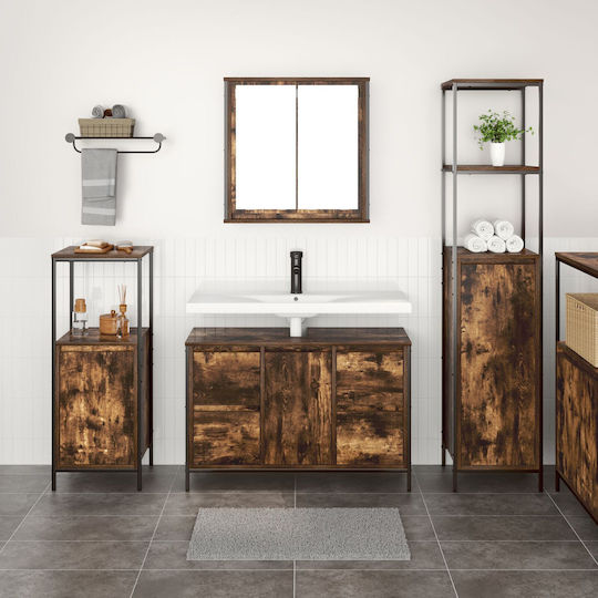 vidaXL Countertop with Sink L90xW34.5xH60cm Chestnut Smoke