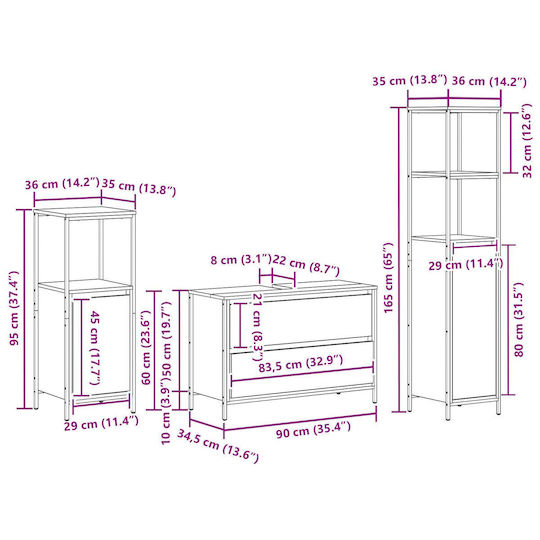 vidaXL Πάγκος χωρίς Νιπτήρα Μ90xΒ34.5xΥ60cm Σονόμα