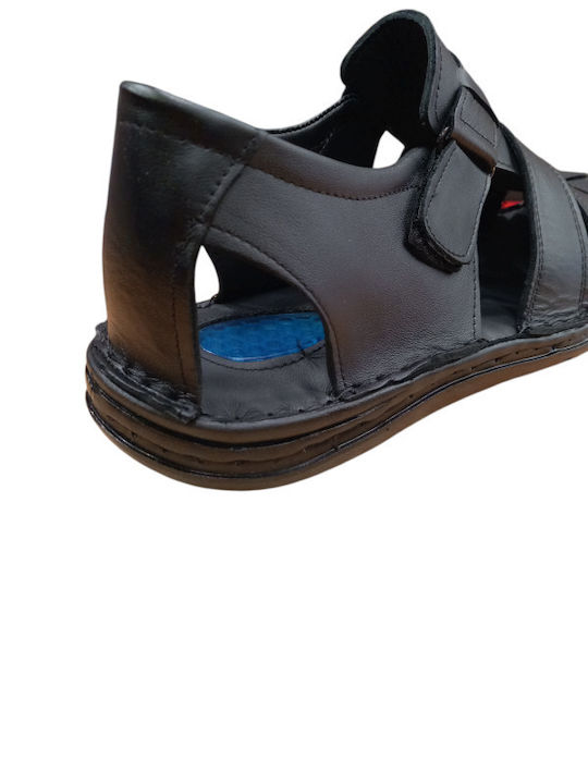 Leder Herrensandalen in Schwarz Farbe